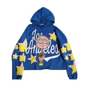 Wholesale Custom Full 3D Puff Print Casual Raw Hem Hooded Pullover Embroidery