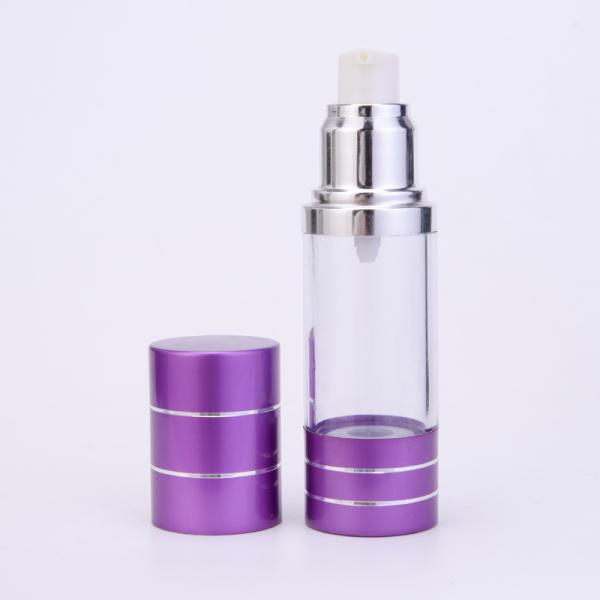 Frosted Golden Airless Spray Pump Bottle 15ml 30ml 50ml Plastic Purple Airless Serum Bottle With PP Pump for Skincare Packaging