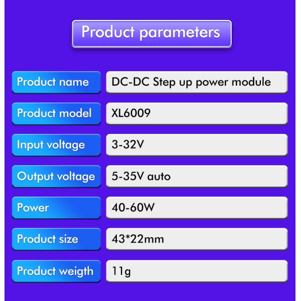LED and LCD Compatible 43*22mm Super XL6009 DC-DC Boost Module with Adjustable Output