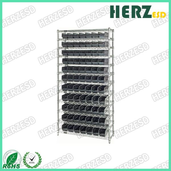 Carbon Steel ESD SMT SMD PCB Reel Storage Trolley Metal Shelf Chrome Wire Shelving Rack Trolley Cart