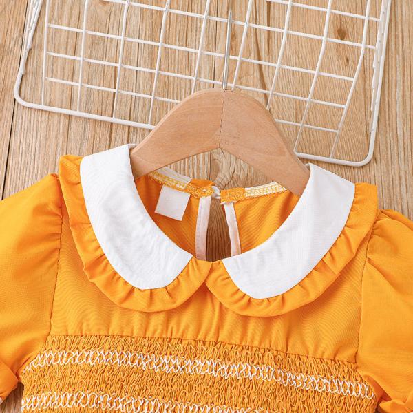 Girls Short Sleeve Dress Solid Color Children's Dress Clothing