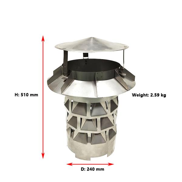 Buy 240mm Galvanized Chimney Flue Rain Caps With Upper Screen at wholesale prices