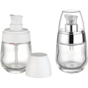 Pump Closure Glass Foundation Bottle With Color Coating And Surface Handling