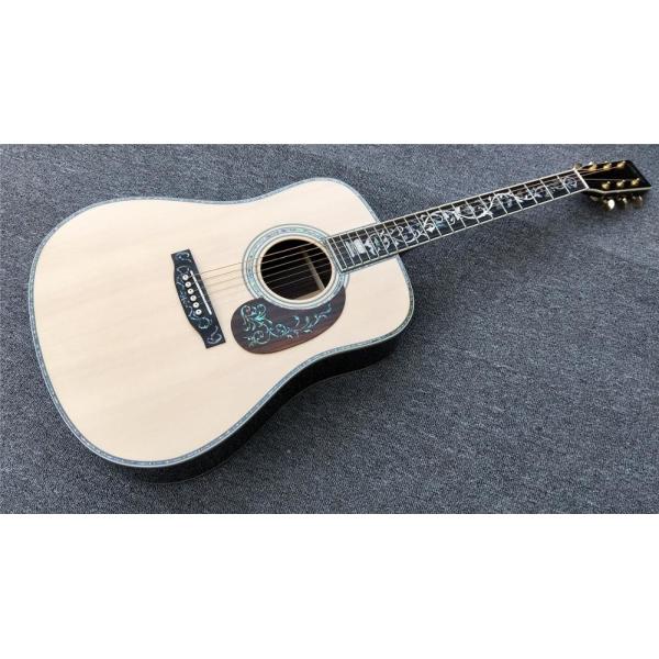 41 inch acoustic guitar,Real Abalone inlays and binding,Ebony fingerboard,Factory Custom Solid spruce top Classic Guitar