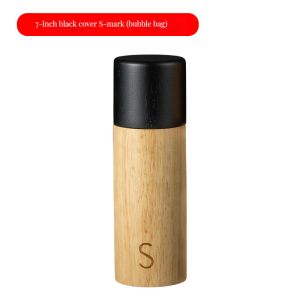 Stylish 7-Inch Salt and Pepper Mill Set in Oak Wood with Adjustable Ceramic Core