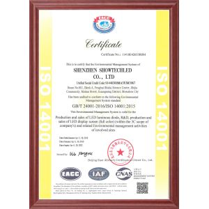 Shenzhen Showtechled Co., Ltd. Certifications