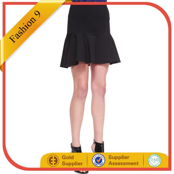Buy Ladies Black Short Knit Flounce Skirt at wholesale prices
