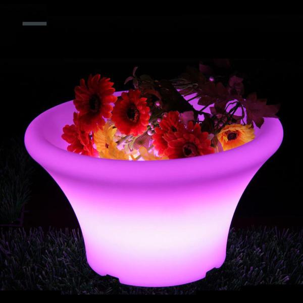 PE Plastic 16 Colors Changing Christmas Decor LED Light Flower Pot Remote