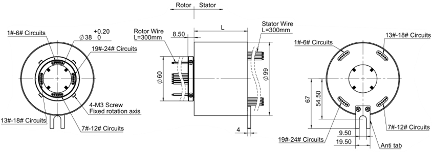 Multi Circuit Through Bore Slip Ring For Military Devices / Radar Antennas / Robotics