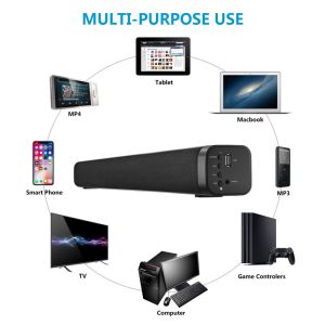 Vofull TV Soundbar 20W 5.0 Speakers Wireless Sound Bar 3D Stereo Subwoofers with