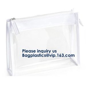Cosmetic Toothbrush Transparent Makeup Bag With Customer Printing Slider Zipper