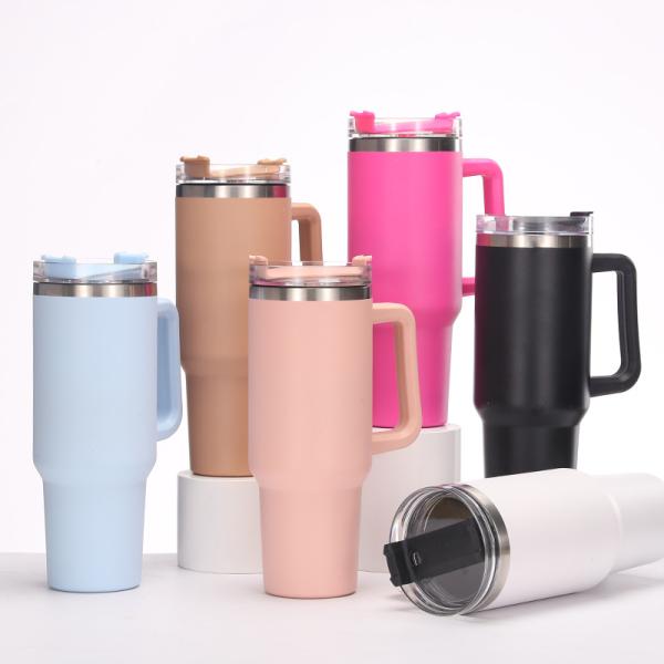 40 oz Stainless Steel Tumbler Customizable Double Wall Stainless Steel Vacuum Flask Mugs with Lid