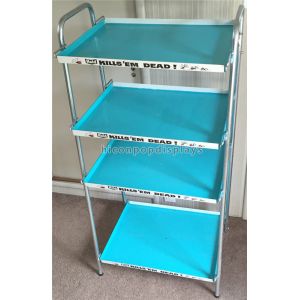 Repellent Retail Store Displays 4 - Layer Blue Powdered Metal Display Shelf