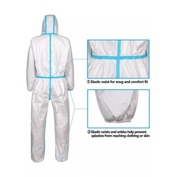 30gsm - 70gsm Disposable Protective Suits Microporous Coverall SF Non Woven Medical Level