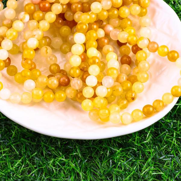 Dark Yellow Jade Round Bead Natural Crystal Gemstone Different Bead Size Loose Bead Strands for DIY Jewelry Making