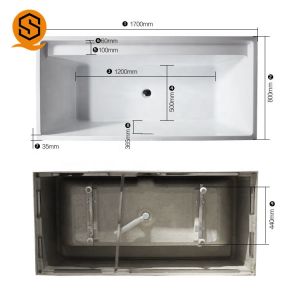 Seamless Joint Square Stone Bathtub Artificial GMC Waterproof 170x80cm
