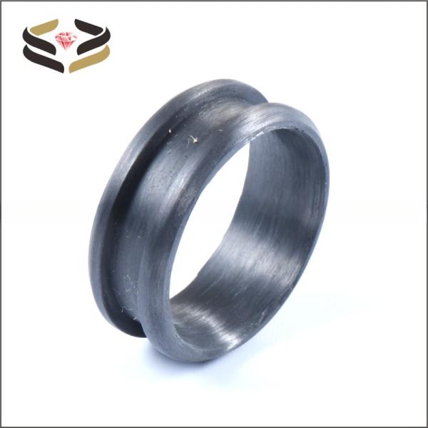 Invisible Setting Wedding Carbon Fiber Ring Blank 8mm For Inlay