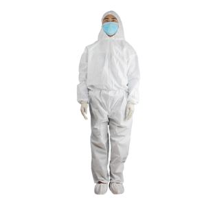 China Medical White Disposable Overalls Disposable Coverall Suit Breathable With Hood on sale