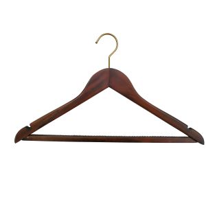 Antique Design Walnut Wood Hotel Room Hangers With Brass Hook