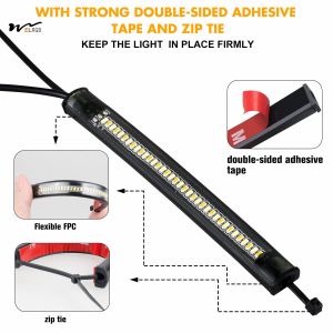 Front Amber/White Rear Red/Amber Motorcycle LED Turn Signals Fork Light Strip