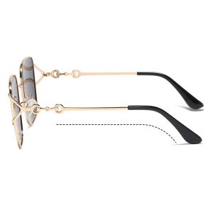 Square Metal Frame Sunglasses Customized Logo Curved Temples