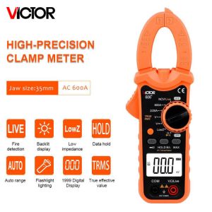 VICTOR Digital Clamp Meter 5999 Counts AC DC 600V 600A With Live NCV Flashlight