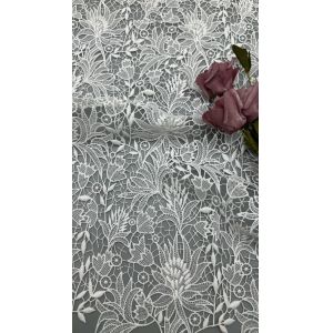 Laser Lace White Luxury Embroidery Elegant Luxary knit Flower Embroidery Fabric