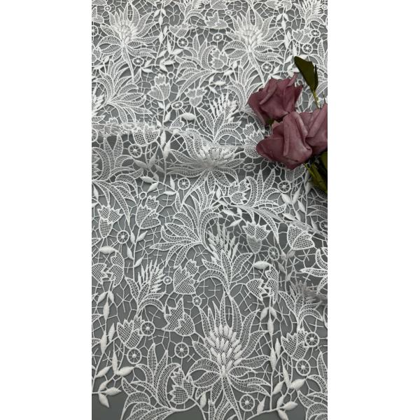 Laser Lace White Luxury Embroidery Elegant Luxary knit Flower Embroidery Fabric