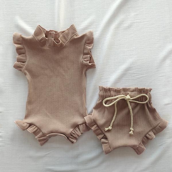 Stock and Custom Wholesale 100% Cotton Baby Clothing Set Summer Baby 3pcs Set Baby Summer 2pc Clothes