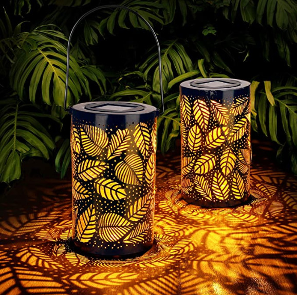 Buy Metal Hollow 2700K 200mm 1W LED Solar Garden Lanterns at wholesale prices