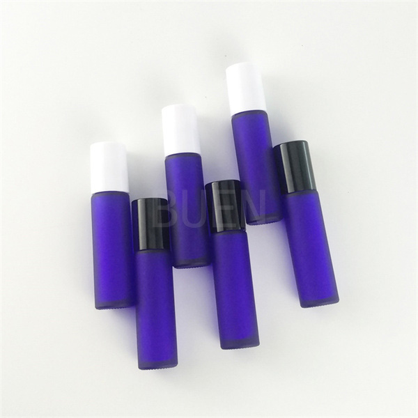 Leak Proof Roller Perfume Bottles 5ml Matte Black With Metal Ball Lid