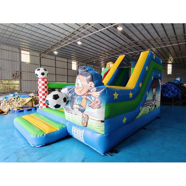 Kids PVC Inflatable Bouncer Combo With Slide Soccer Theme Castle Playground