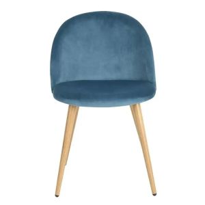 Modern Velvet Fabric Dining Chair with Wooden Legs