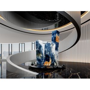 China Blue Polished Sintered Stone Slab 1420x2700mm AAA Grade on sale