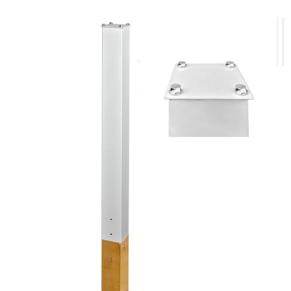 Buy Metal Top Surface Mount In-Ground White Mailbox Pole Bracket at wholesale prices