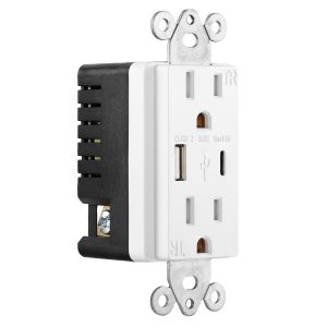 Fast Charging USB Wall Outlet With 15A 125V AC 60Hz Rating