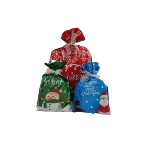 Large Christmas Wrapping Bag , Ribbon Ties W44cm Aluminium Packaging Pouch