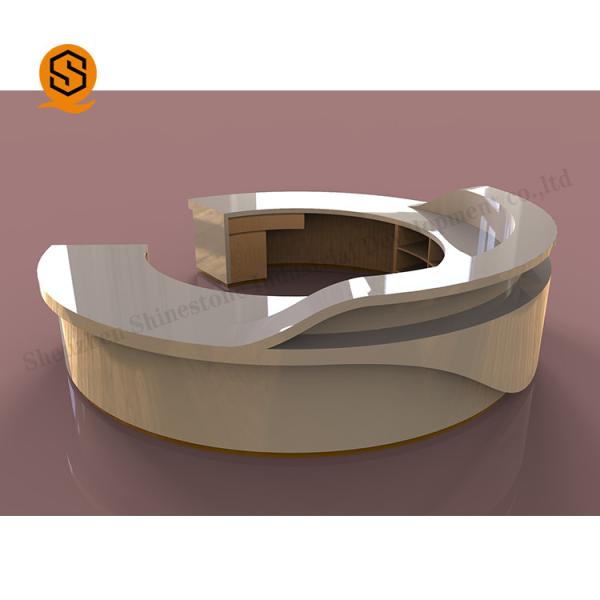 Buy Joint Seamless Solid Surface Reception Desk White Front Desk Reception at wholesale prices