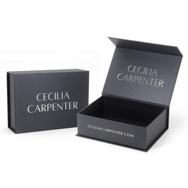 Buy Grey Magnetic Gift Box Packaging With Custom Silvery Logo at wholesale prices