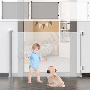 China CPC ASTM Standard White Retractable Safety Gate 300cm Width Multiscene Retractable Child Metal Gate on sale