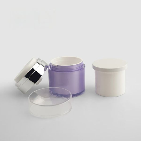 50g Cylinder Shape Replaceable Liner Cream Container Acrylic Material Airless Bottle