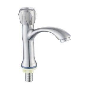 SUS304 Stainless Steel Single Basin Faucet Cold Only In Chrome