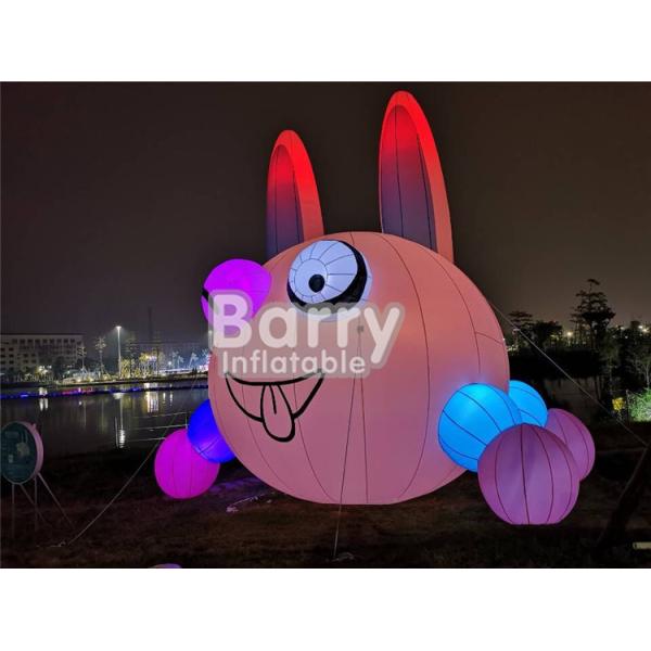 Outdoor Christmas Lovely Inflatable Rabbit Lighting Balloon For Advertisement