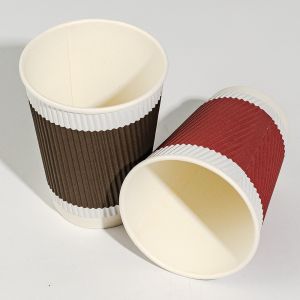 Double Walled Disposable Coffee Cup With Lid Hot Drink Eco-friendly Biodegradabl
