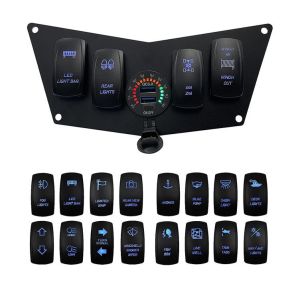 Custom Make 4 Gang Boat Waterproof Switch Panel With Voltmeter Dual USB Socket