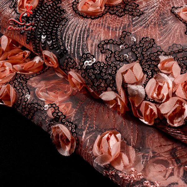 Hot Sale Sequin 3d Flower French African Lace Fabric For Wedding Garment