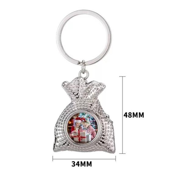 Custom Logo Keychains DIY Creative Sublimation Gift Bag Keychain Pendant Heat Transfer Metal Blank Round Photo Keyring