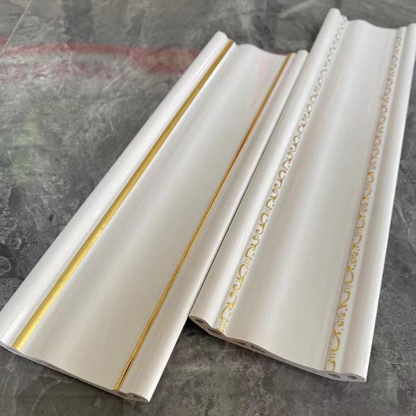 Smooth Surface Wearproof SPC Skirting Line Wall Decorative Material