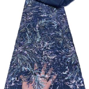 Quality Luxury ladys dress black handmade beaded bridal handmade bead fabric Bead lace material women wedding dresses for sale