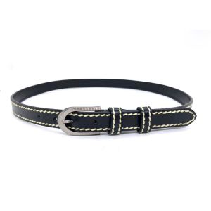 Eco - Friendly Womens Genuine Leather Belt / Slim Black Leather Belt